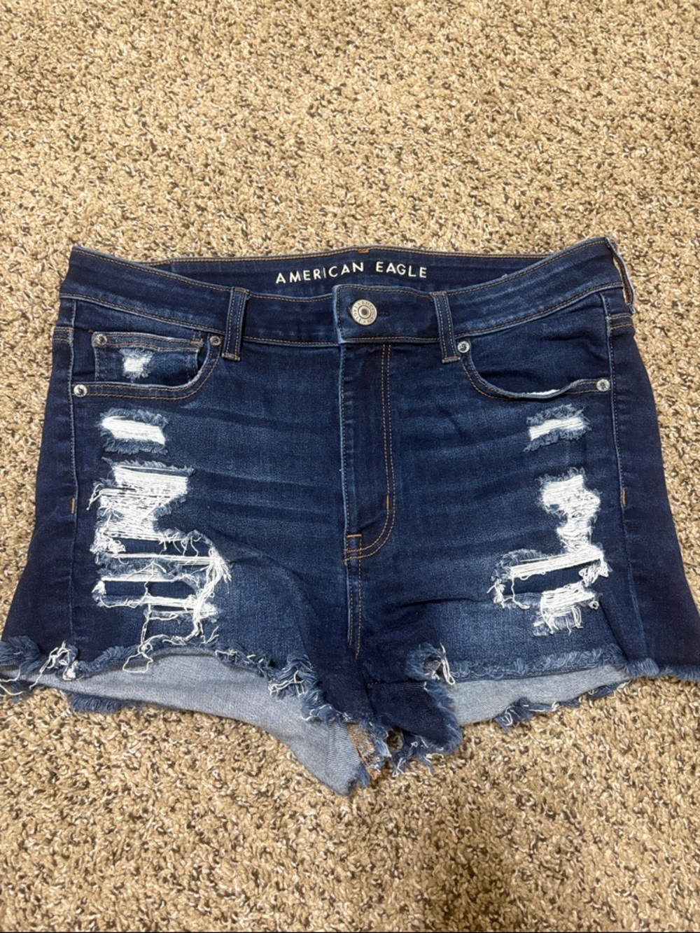 American Eagle Outfitters Dark Blue Ne(x)t Level High Rise Denim Cutoff Shorts